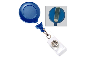 Round Badge Reel-Navy Blue-Round-No Twist-Clear Vinyl Strap 