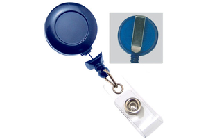 Round Badge Reel-Royal Blue-Round-No Twist-Clear Vinyl Strap 