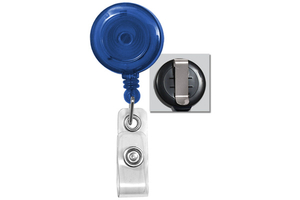 Round Badge Reel-Blue-Round-Translucent-Clear Vinyl Strap 