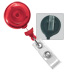 Round Badge Reel-Red-Round-Translucent-No Twist-Clear Vinyl Strap 
