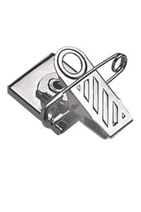 PRESSURE-SENSITIVE NICKEL-PLATED PIN/CLIP COMBINATION, 1-HOLE RIBBED-FACE, CLIP SIZE 1
