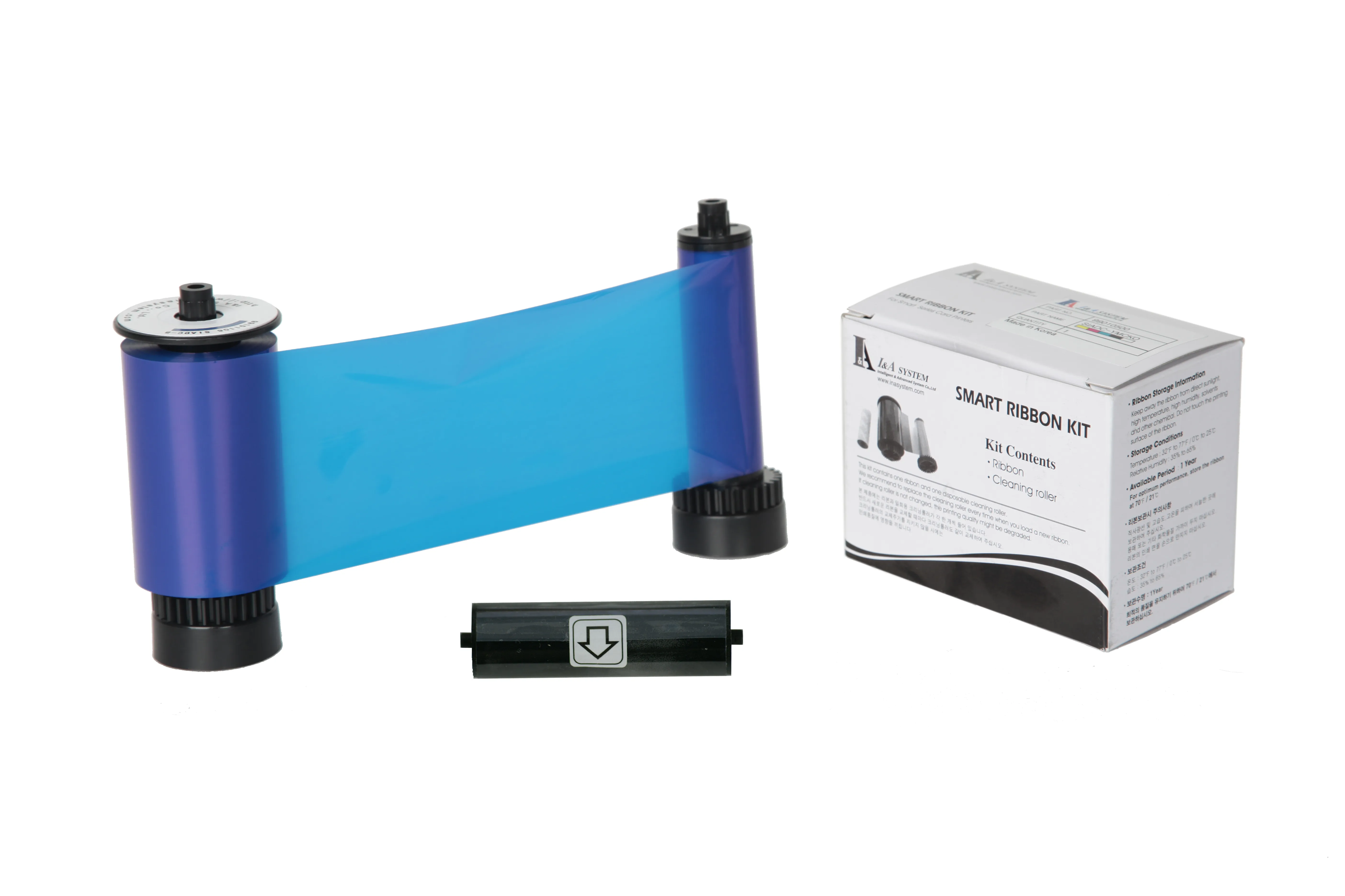 IDP SMART-30 & SMART-50 B Resin Blue Ribbon with Cleaning Roller - 1200 ...