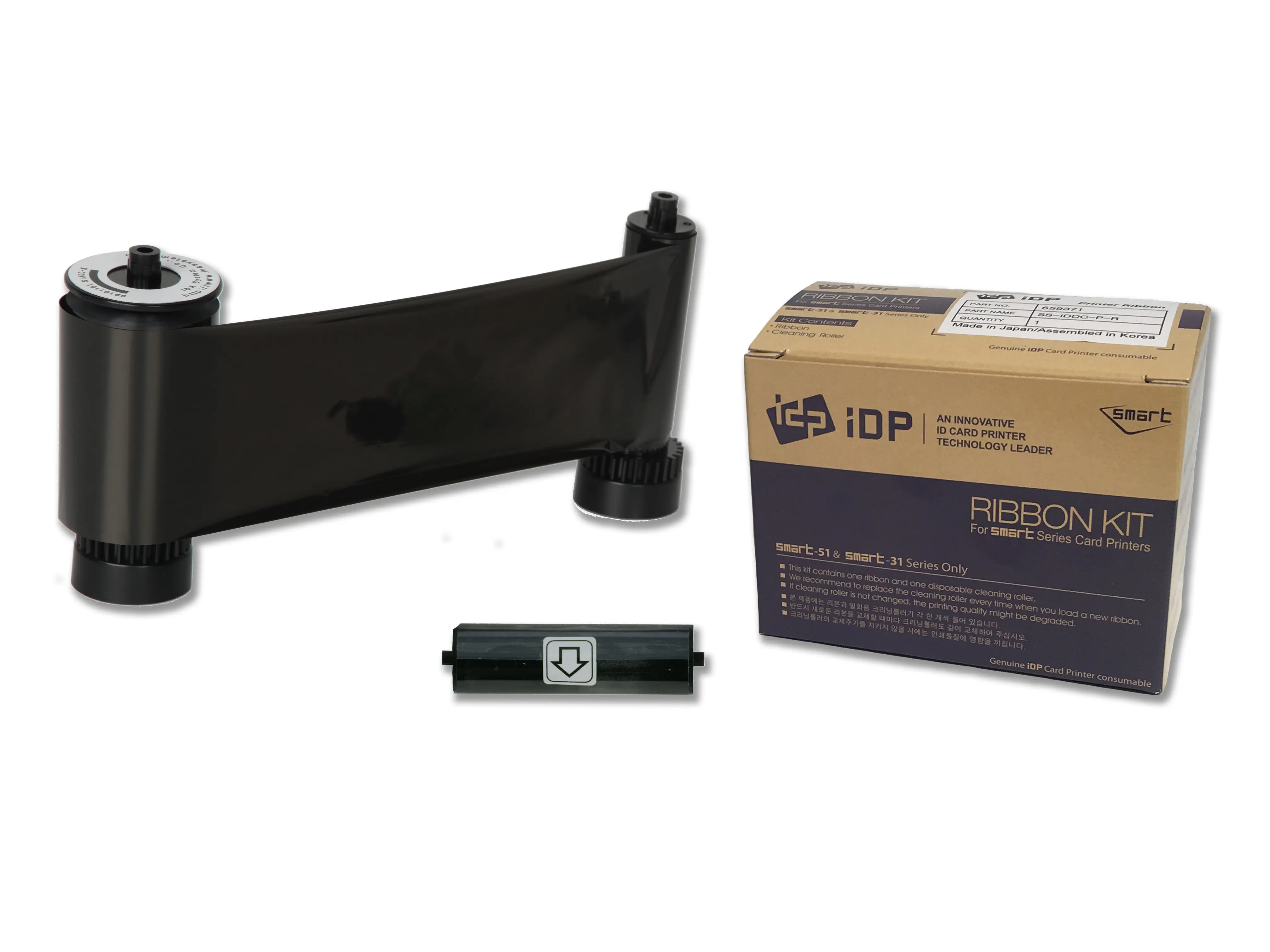 Cleaning Ribbons IDP K Resin Black ribbon with cleaning roller - 1200 cards/roll
