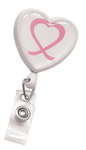 Heart-Shaped Badge Reel with Domed Awareness Label (Colors: White)