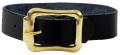 Black Executive Genuine Leather Luggage Strap with Brass-Plated Buckle - 3 Holes