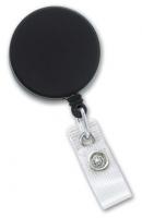 Black /Chrome Heavy-Duty badge Reel with Nylon Cord Reinforced Vinyl Strap & Belt Clip 