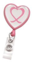 Pink Badge Reel with Domed Awareness Label, Clear Vinyl Strap & Swivel Spring Clip  