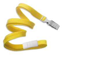 3/8" (10 mm)  Breakaway Lanyard with Nickel-Plated Steel Bulldog Clip