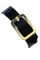 Black Genuine Leather Luggage Strap with Brass-Plated Buckle