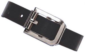 Black Genuine Leather Luggage Strap with Nickel-Plated Steel Buckle, 3 Holes