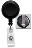 Black Round Badge Id Reel With Strap And Slide Clip