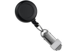 Black  Round Badge Reel With Card Clamp And Slide Clip
