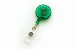 Translucent Green Round Badge Reel With Strap And Slide Clip