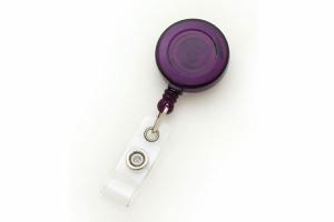 Translucent Purple Round Badge Reel With Strap And Slide Clip