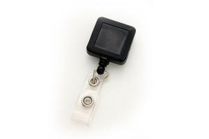 Black Square Badge Reel With Strap And Slide Clip
