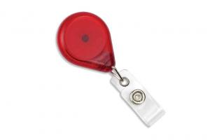 Translucent Red Premium Badge Reel With Strap And Swivel Clip