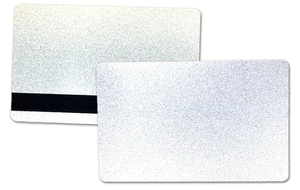 CR80.30 (30 Mil) Silver Pearl PVC Cards with Narrow Stripe