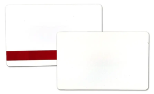 CR80.30 (30 Mil) White PVC card with Red Narrow Stripe
