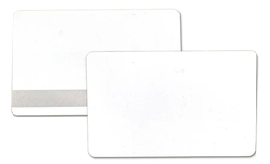 CR80.30 (30 Mil) White PVC Cards with Silver with Narrow Stripe