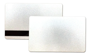 CR80.30 (30 Mil) White Pearl PVC Cards with Narrow Stripe (LO-CO)