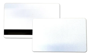 CR80.30 (30 Mil) White Pearl/White PVC Cards with Narrow HI-CO Stripe