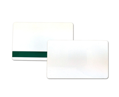 CR80.30 (30 Mil) White PVC Cards with Green Narrow Stripe