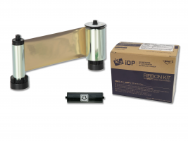 IDP MG Resin metallic gold ribbon with the disposable cleaning roller - 1200 cards/roll