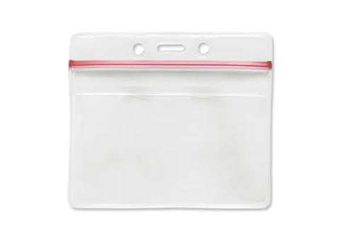 Clear Vinyl Horizontal/Vertical Badge Holder with Resealable Top Clear Vinyl Horizontal/Vertical Badge Holder with Resealable Top