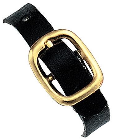 Black Genuine Leather Luggage Strap with Brass-Plated Buckle, 3 Holes