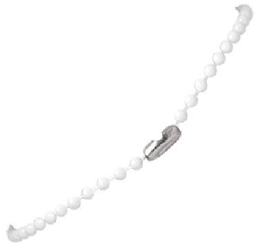 White 36" Plastic Bead Chain With Metal Connector 
