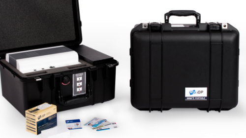 IDP SMART-Portable Printer Kit, SMART-21 USB/Eth Printer, control box, WiFi, Add. RAM, 100-print YMCKO Rib, 100ea PVC Cards, 1ea Lith-ion Battery