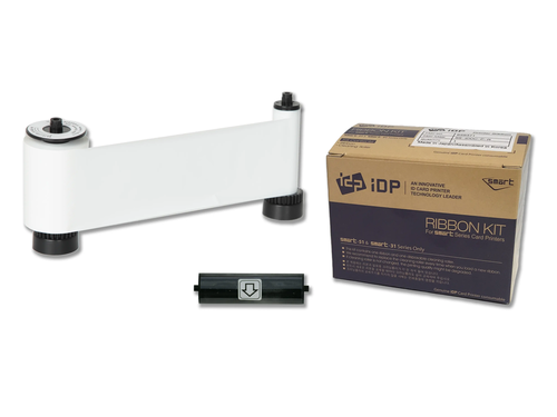 IDP W Resin white ribbon with the disposable cleaning roller - 1200 cards/roll